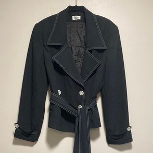 Neiman Marcus Blazer, Waist Tie, Button Details, Lightly Padded Shoulders, Sz 12